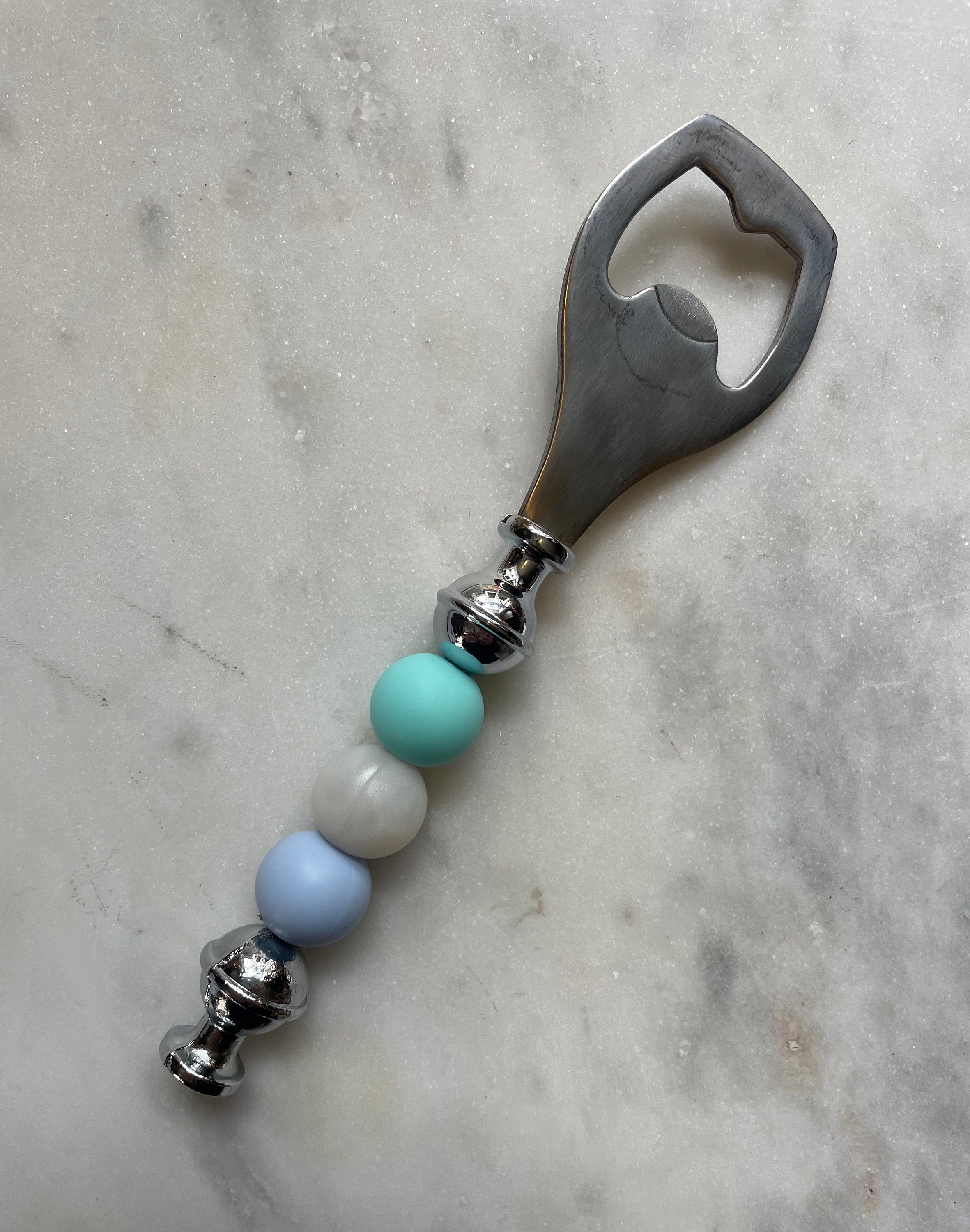 Blue Pearl Silicone Beaded Bottle Opener