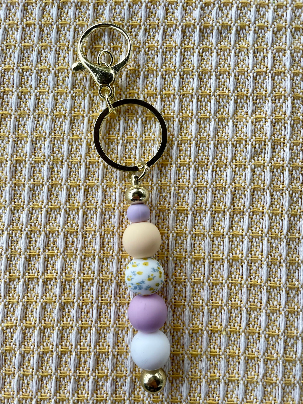 Spring Cottage Beaded Keychain