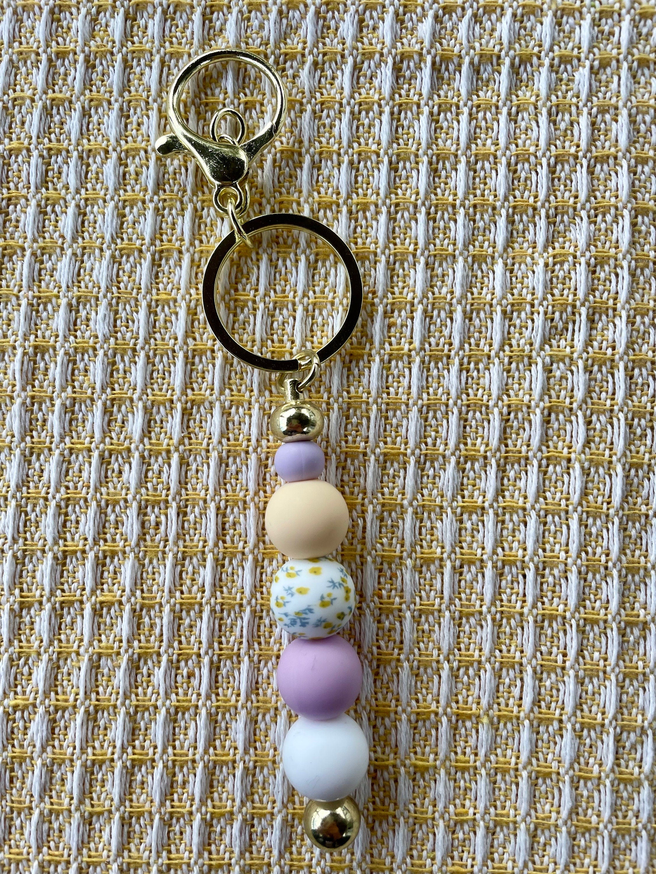 Spring Cottage Beaded Keychain
