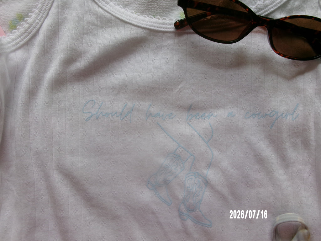 Should Have Been A Cowgirl Pointelle Tank Top