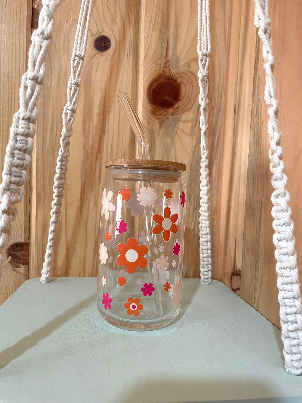 Assorted Retro Floral 16 oz Beer Can Glass