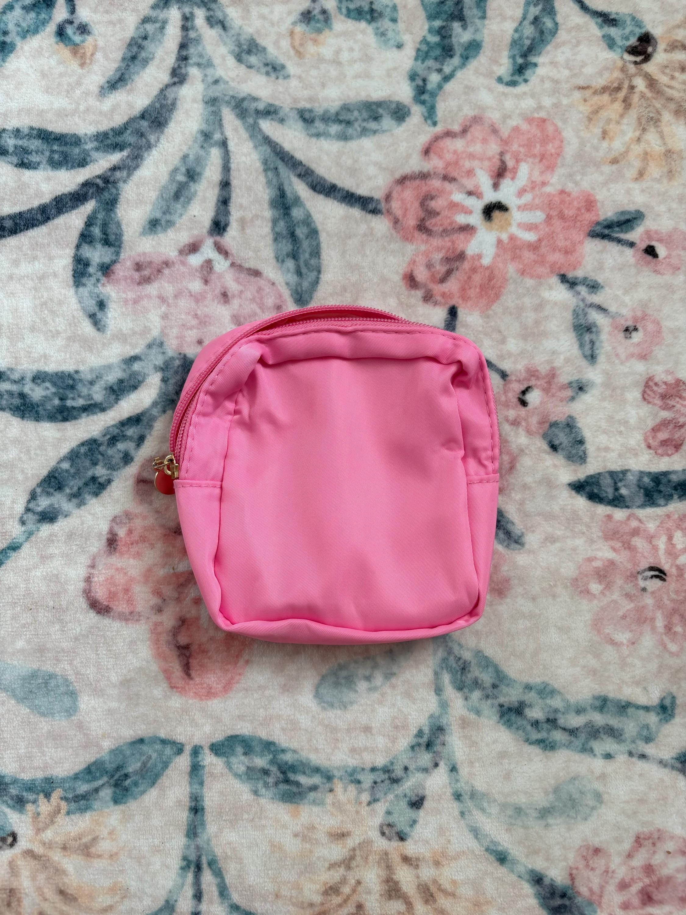 Mini Square Bright Pink Cosmetic Bag – Pink Cheetah Patch Makeup Pouch