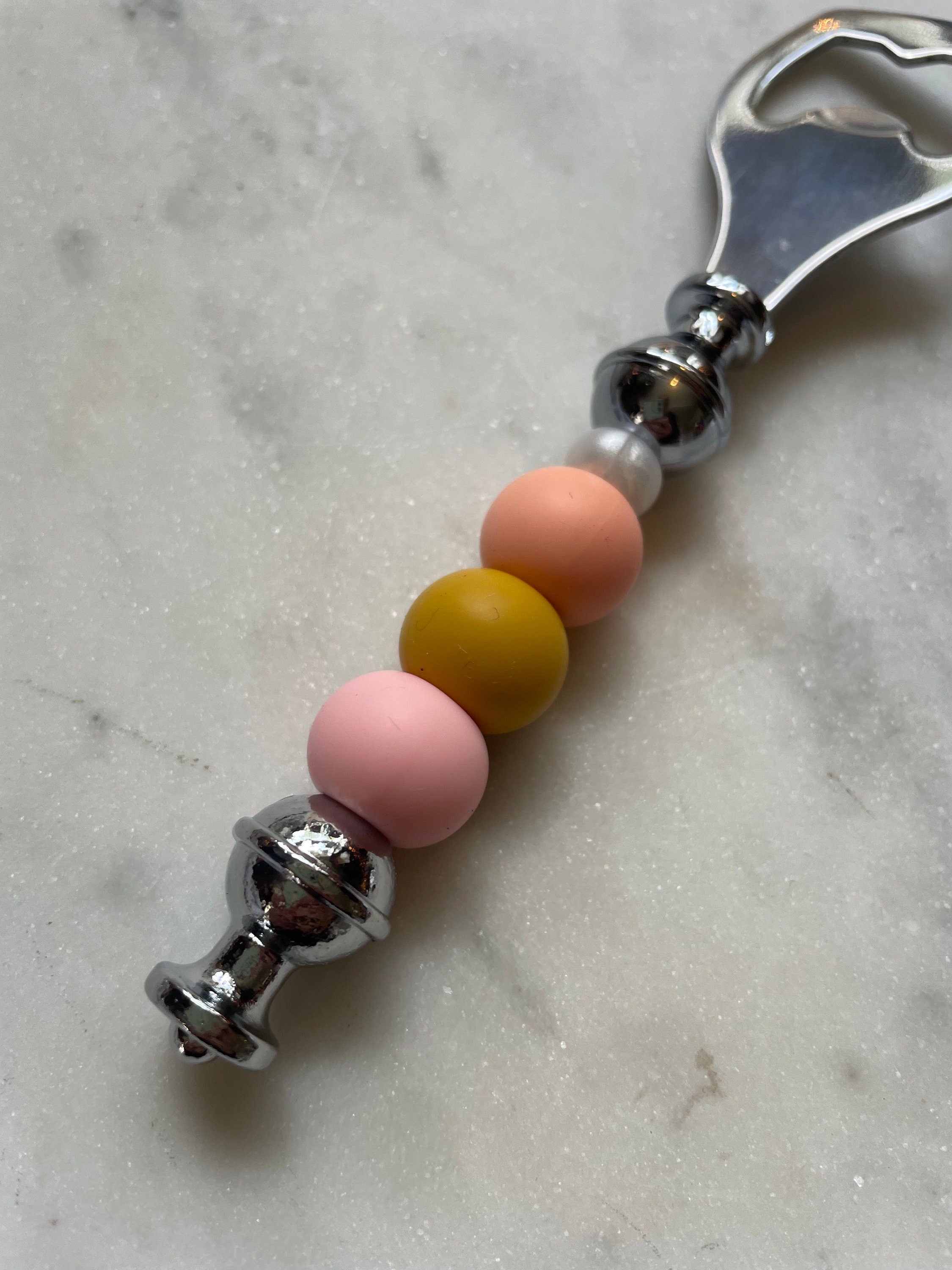 Boho Pink & Mustard Silicone Beaded Bottle Opener