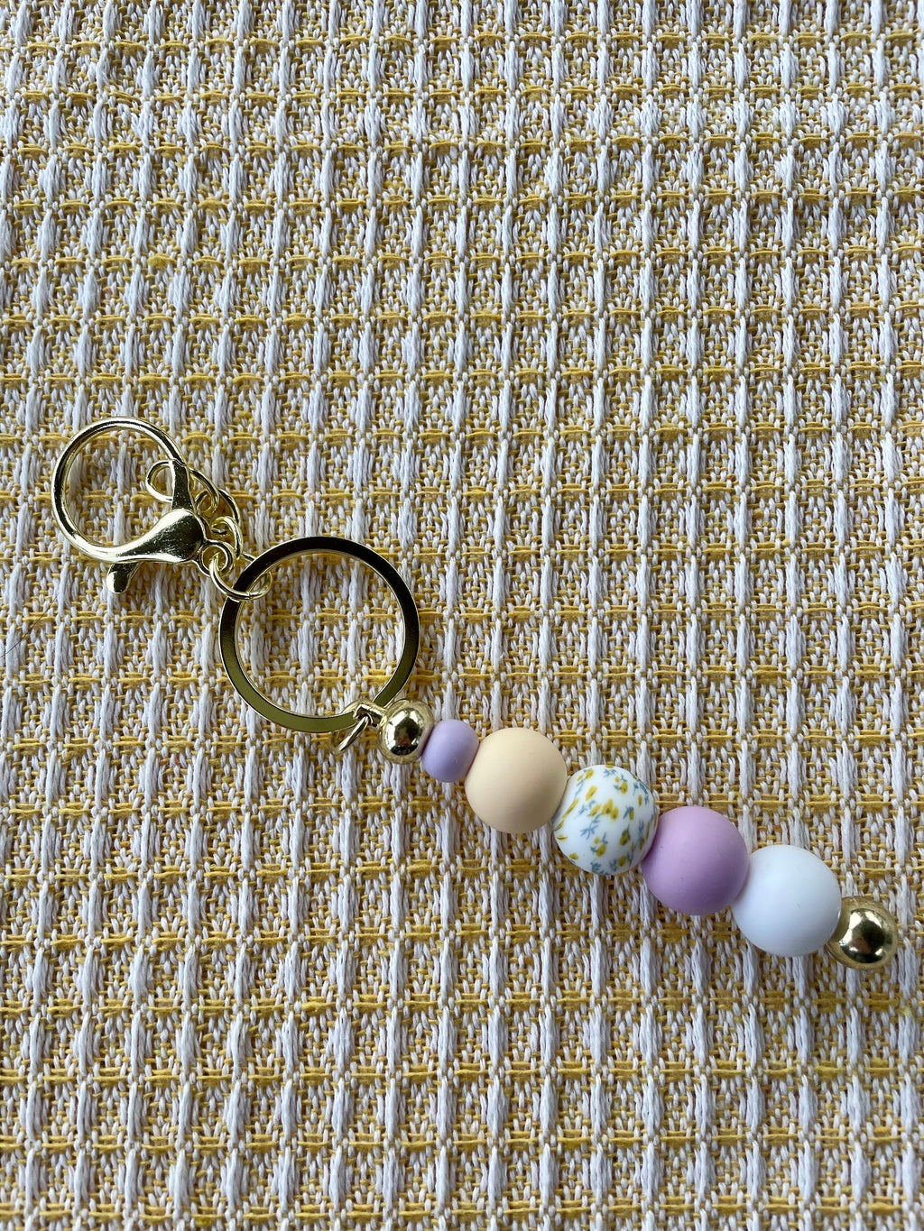 Spring Cottage Beaded Keychain