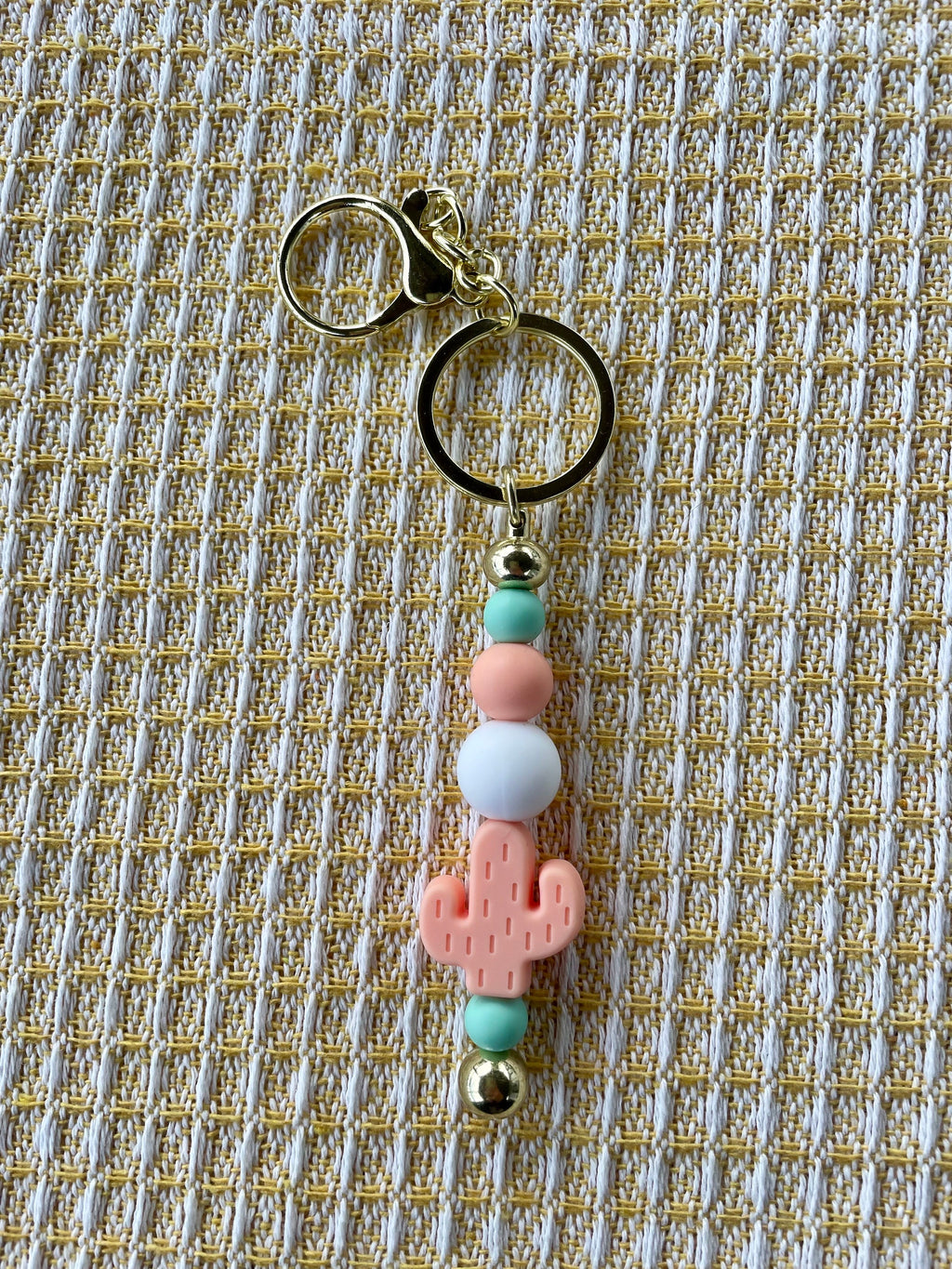 Peachy Keen Cactus Charm Keychain