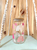 Pink Rainbow 16 oz Beer Can Glass