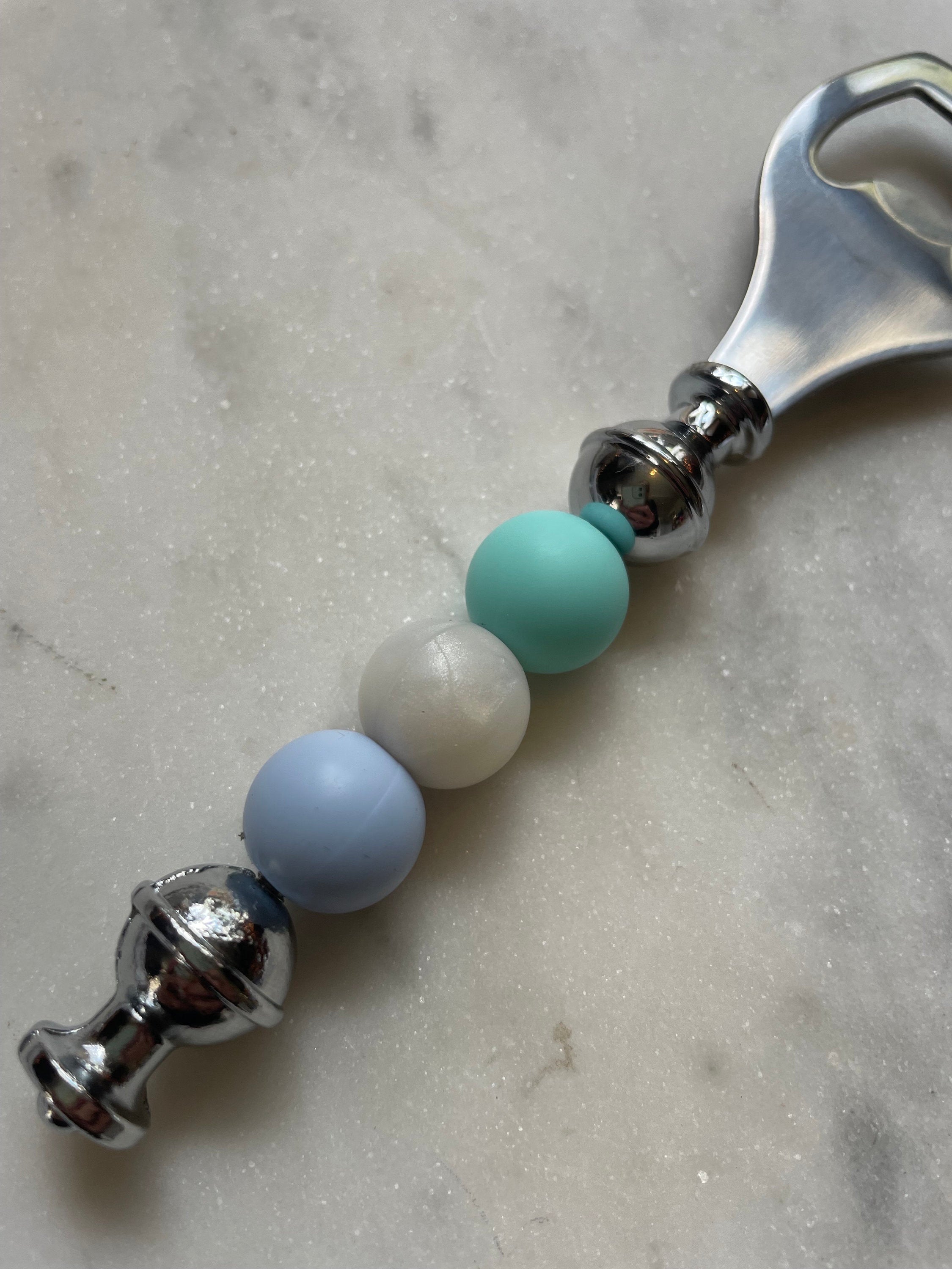 Blue Pearl Silicone Beaded Bottle Opener