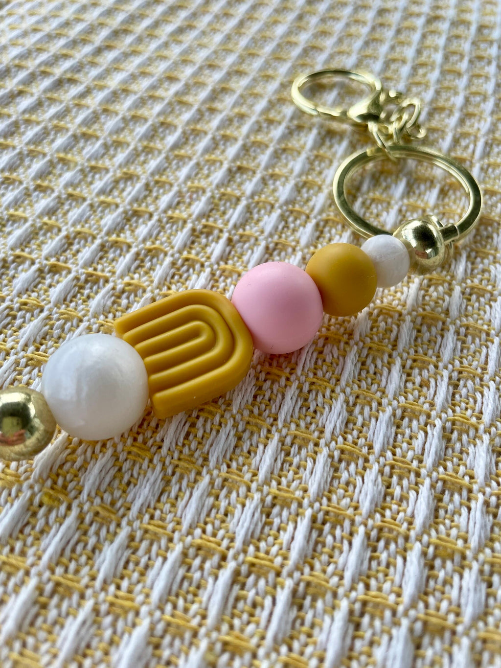 Mustard Rainbow Boho Charm Keychain