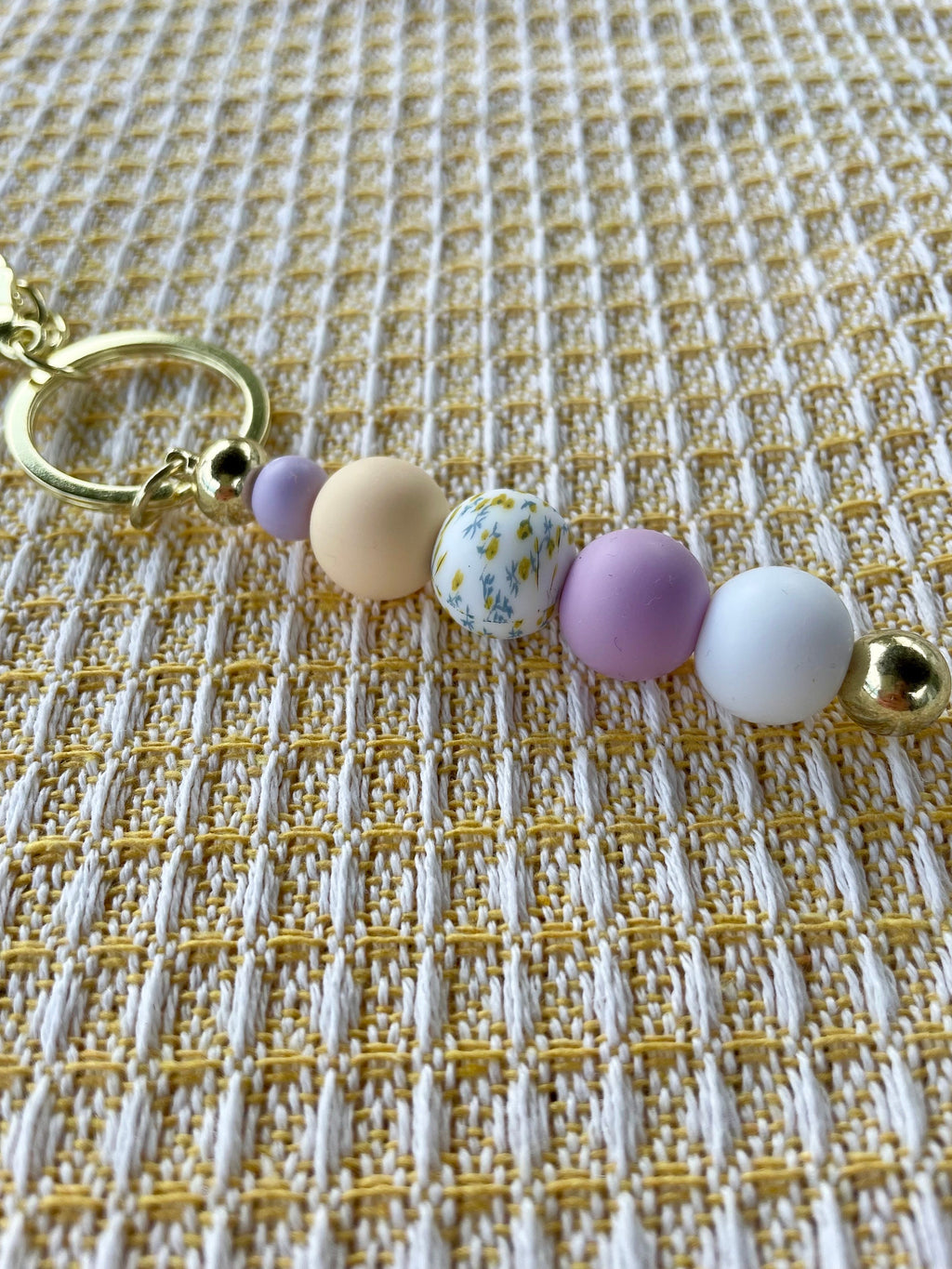 Spring Cottage Beaded Keychain
