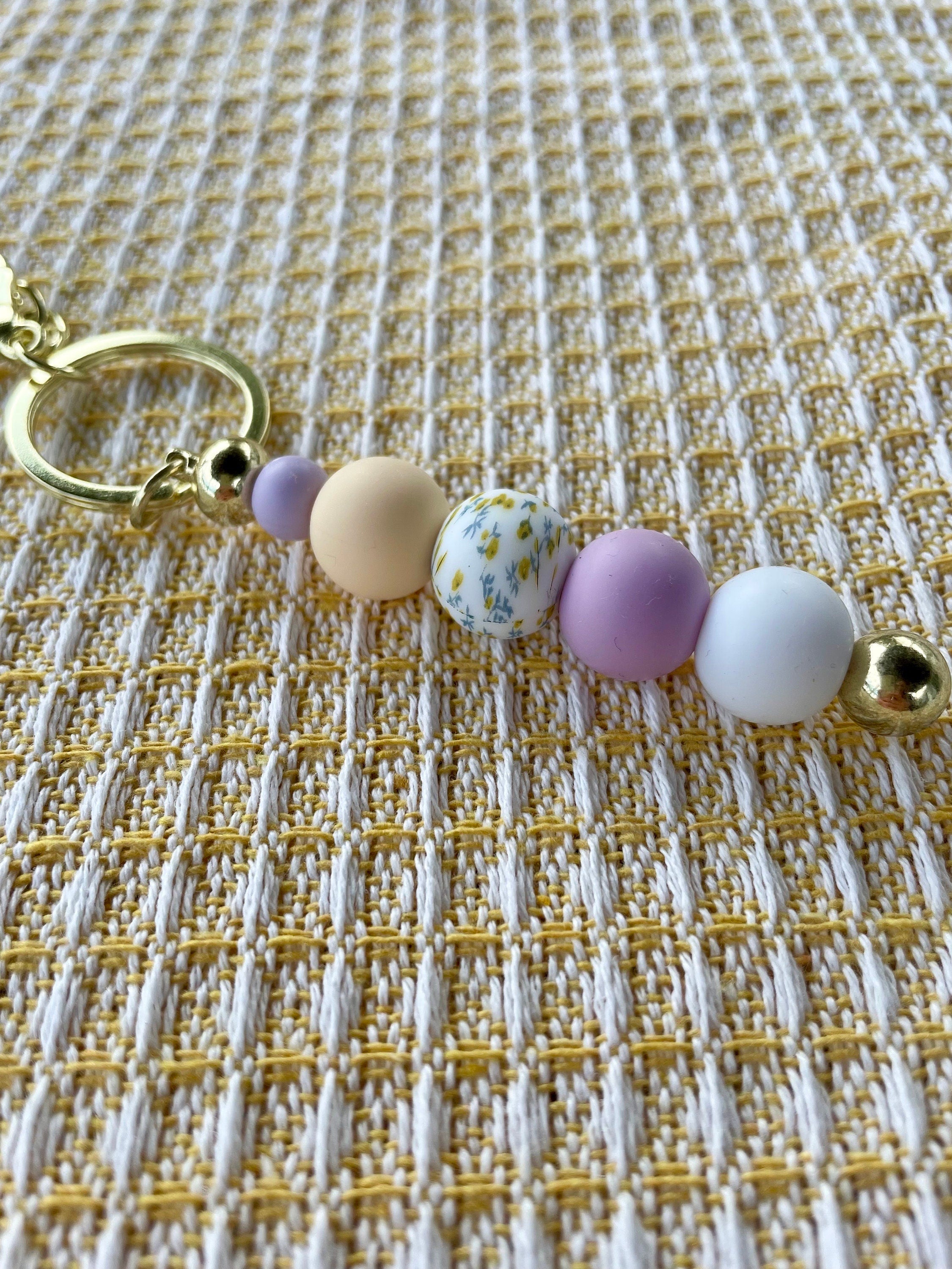 Spring Cottage Beaded Keychain