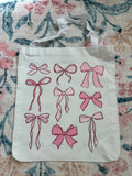 Pink Multi Bow Canvas Tote Bag