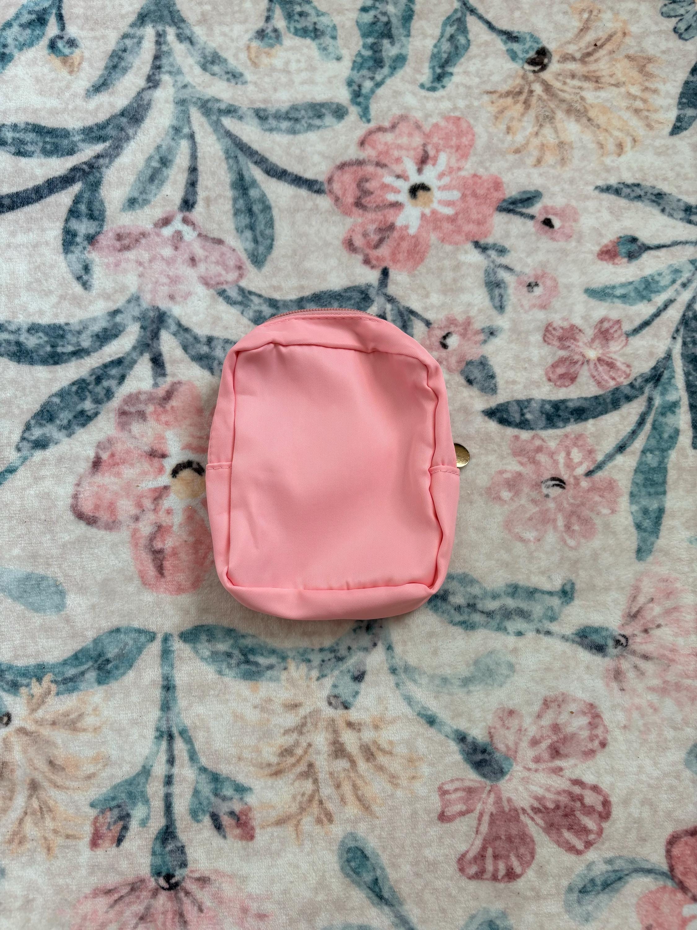Mini Square Peach Cosmetic Bag – Pink Cowprint Cowgirl Hat Patch Makeup Pouch