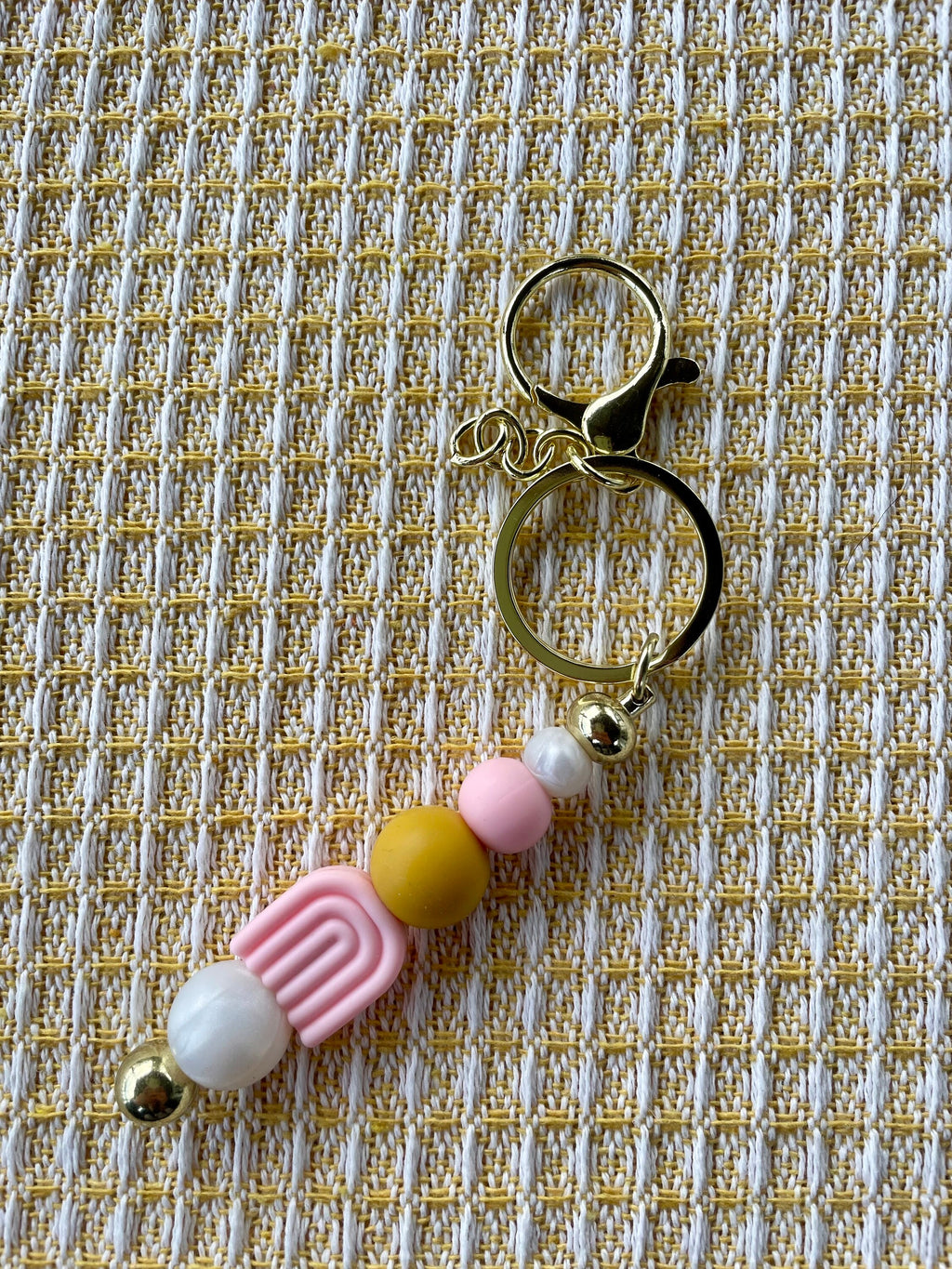 Pink Rainbow Charm Keychain