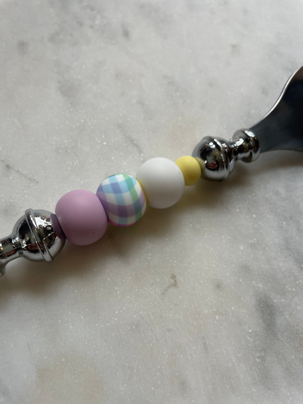 Pastel Plaid Silicone Beaded Bottle Opener