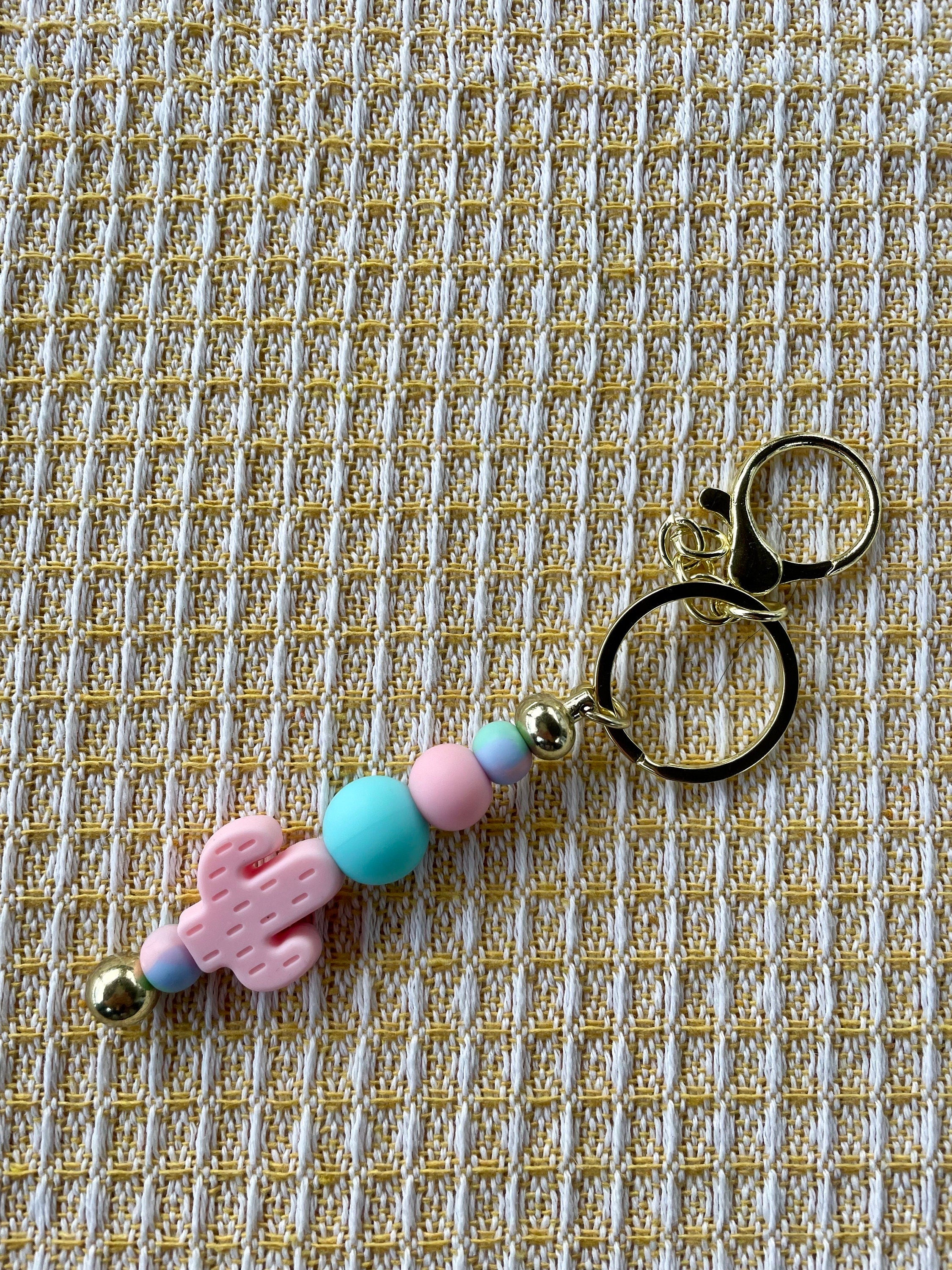 Cotton Candy Cactus Charm Keychain
