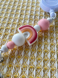 Pink Rainbow Charm Beaded Badge Reel