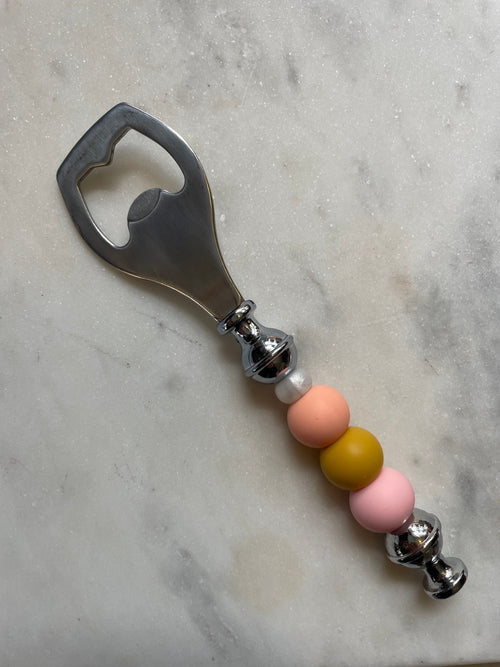 Boho Pink & Mustard Silicone Beaded Bottle Opener