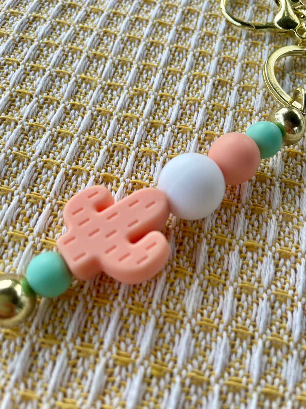 Peachy Keen Cactus Charm Keychain