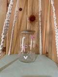 Dainty Bow Heart 16 oz Beer Can Glass