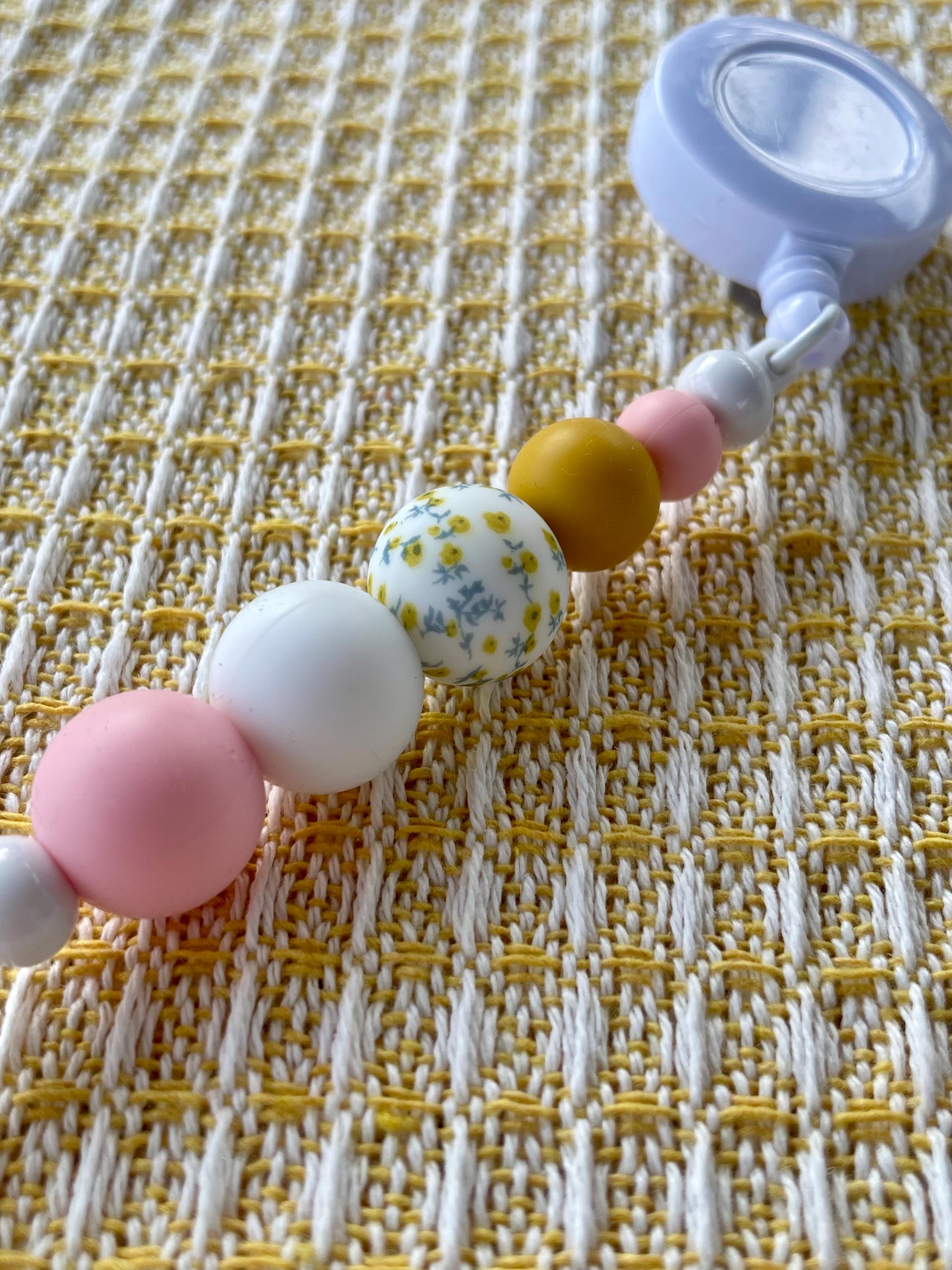 Floral Boho Cottage Core Beaded Badge Reel