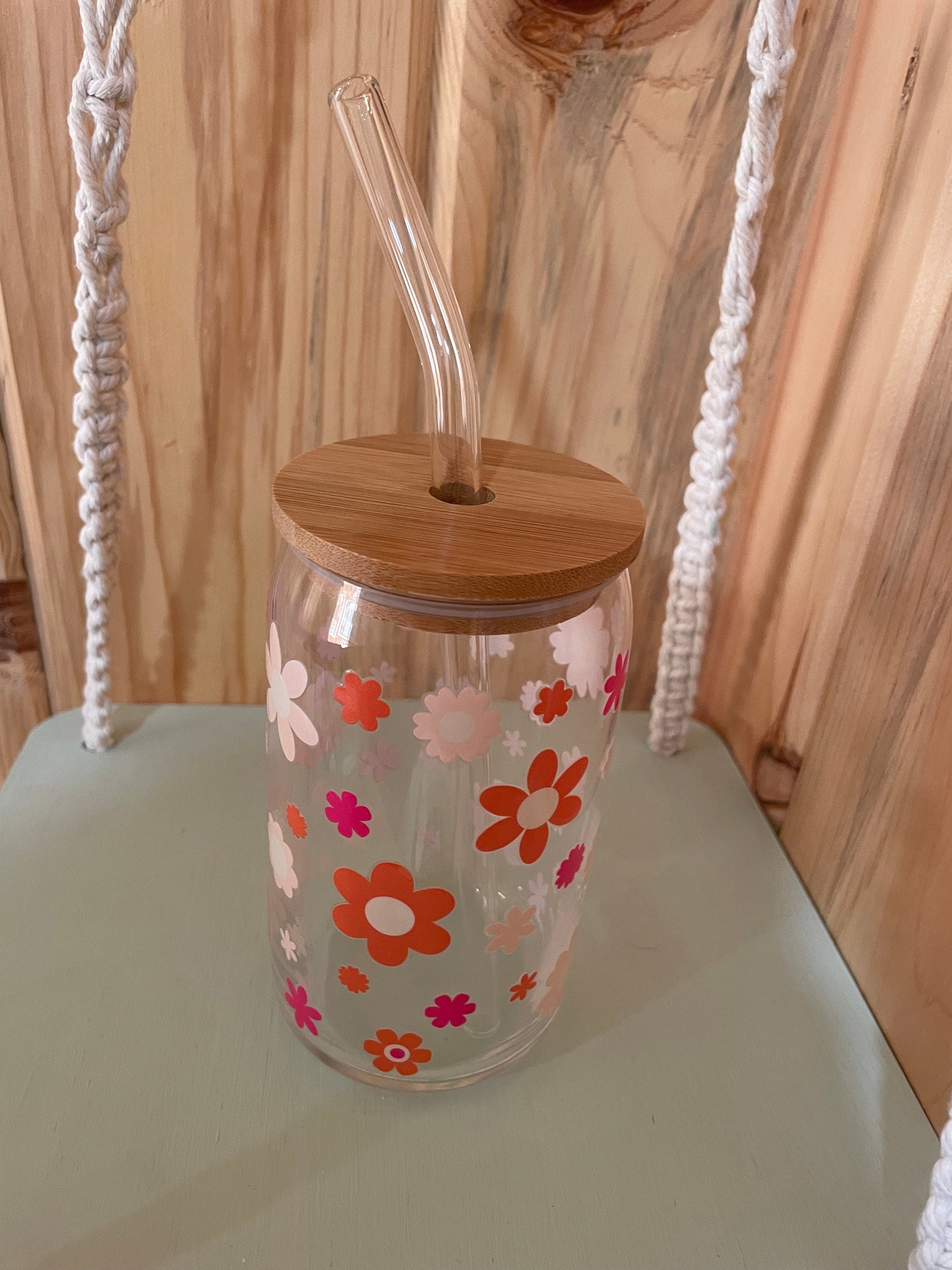 Assorted Retro Floral 16 oz Beer Can Glass