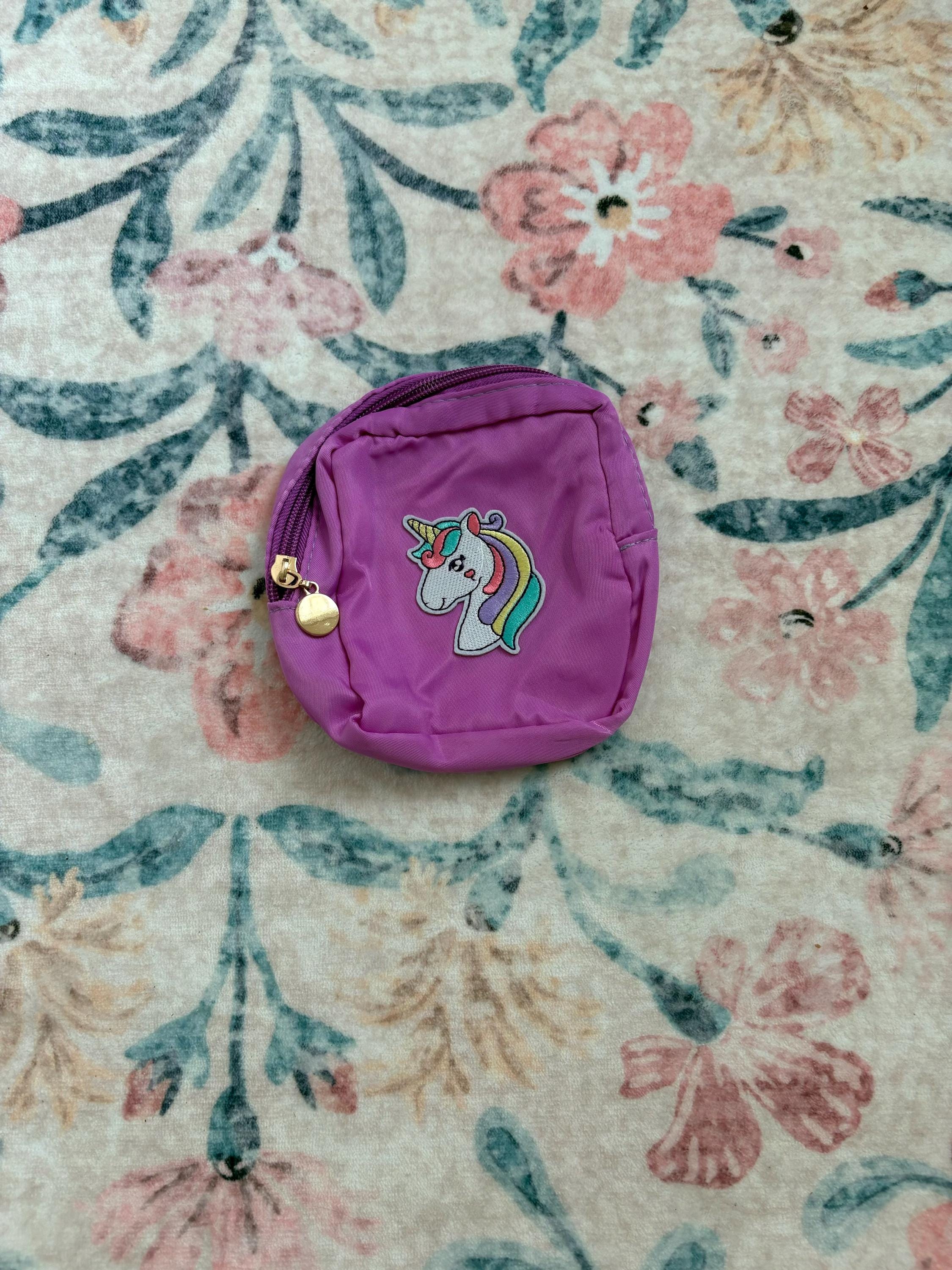 Mini Square Violet Cosmetic Bag – Unicorn Patch Makeup Pouch