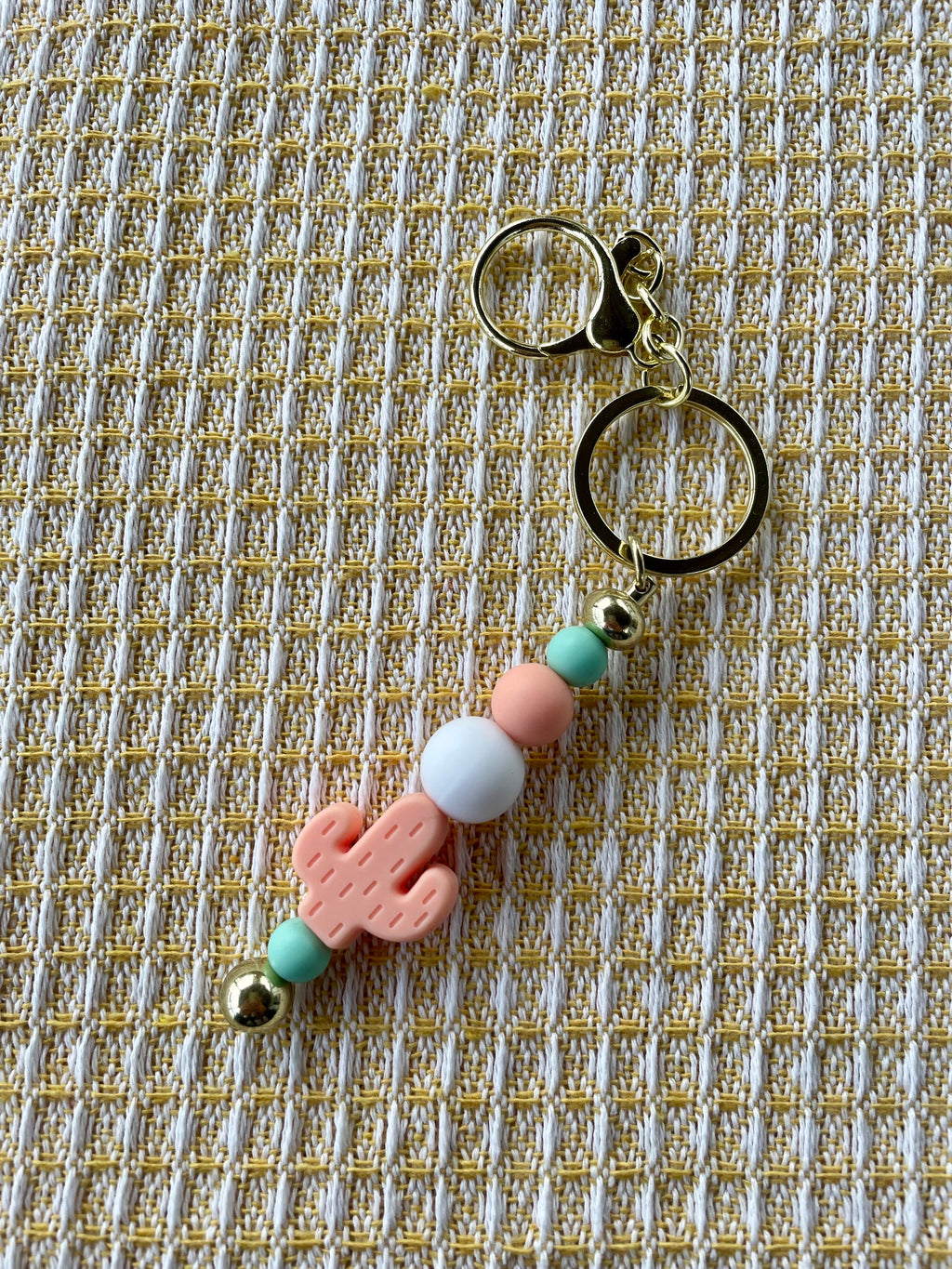 Peachy Keen Cactus Charm Keychain