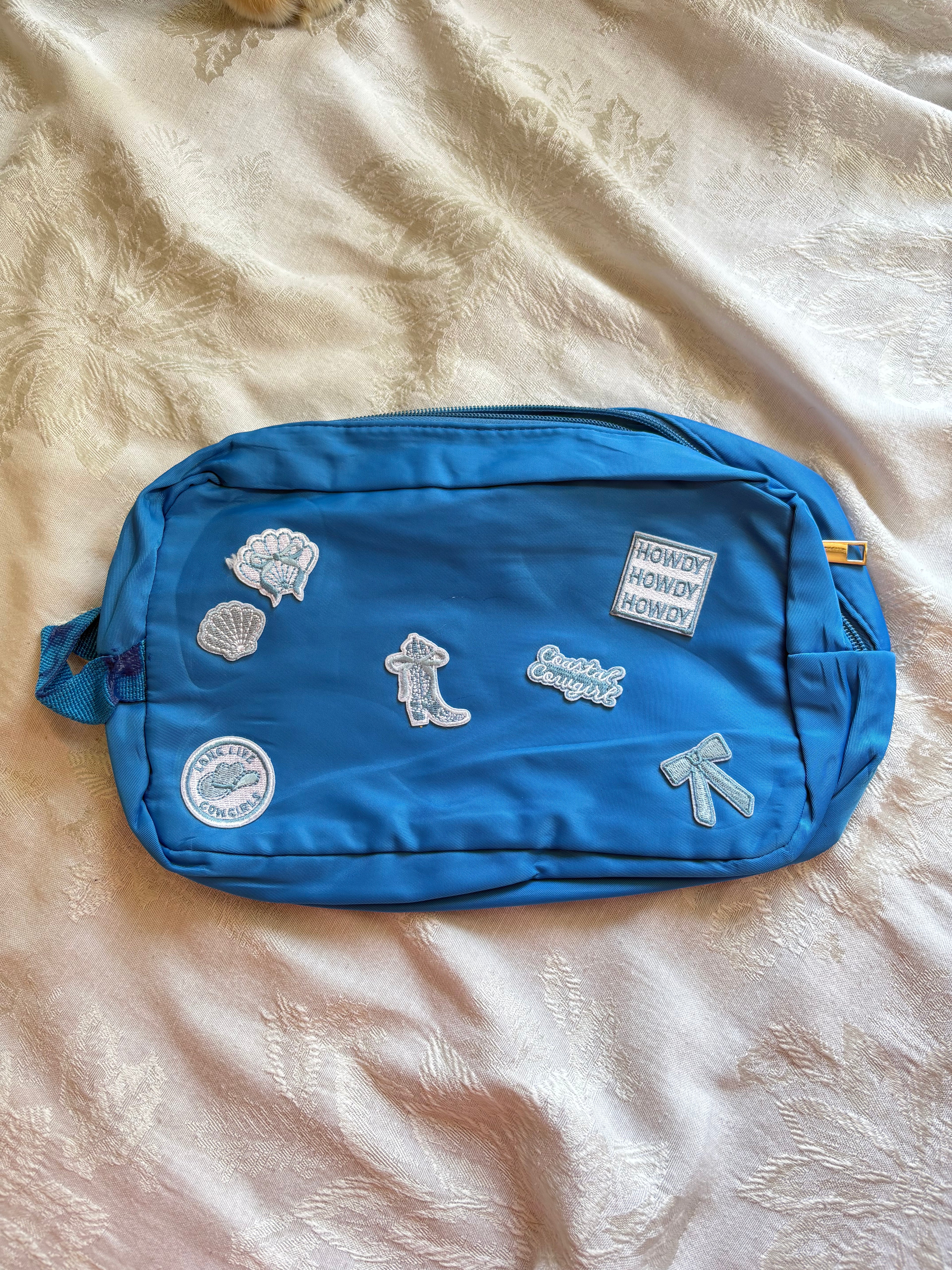 Coastal Cowgirl Large Makeup Bag - Blue