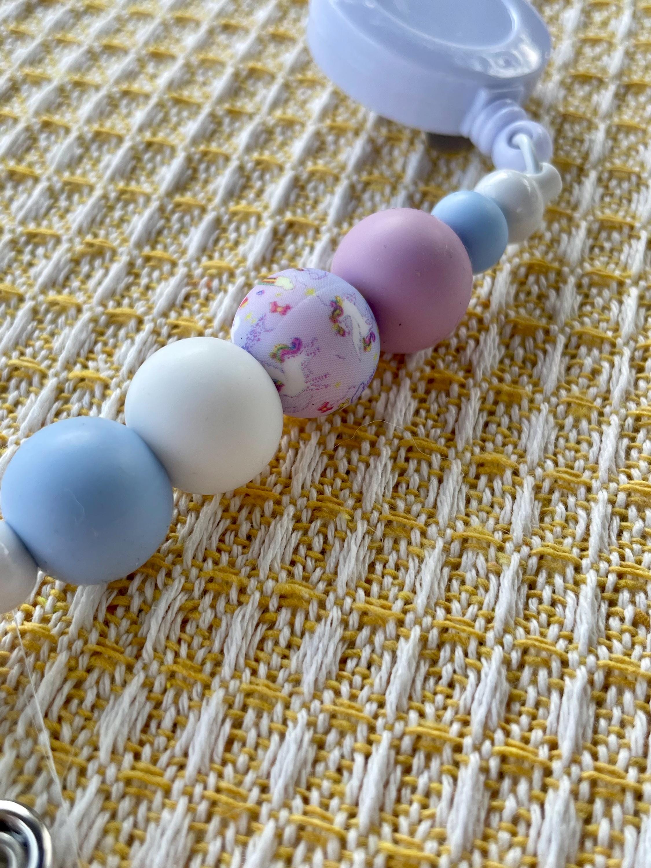 Unicorn Purple Beaded Badge Reel