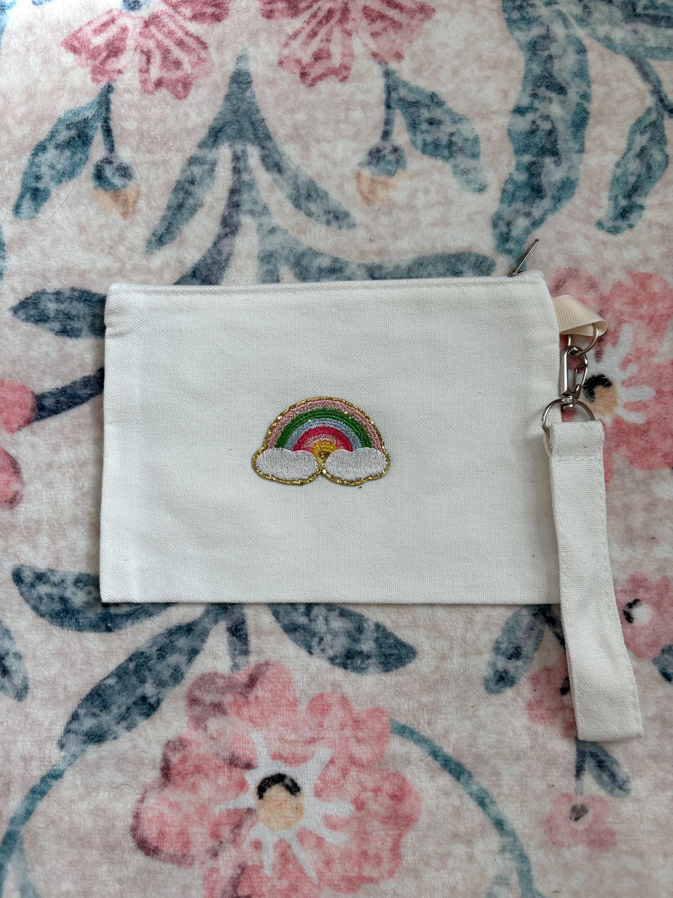 Rainbow Patch Canvas Wristlet Pouch