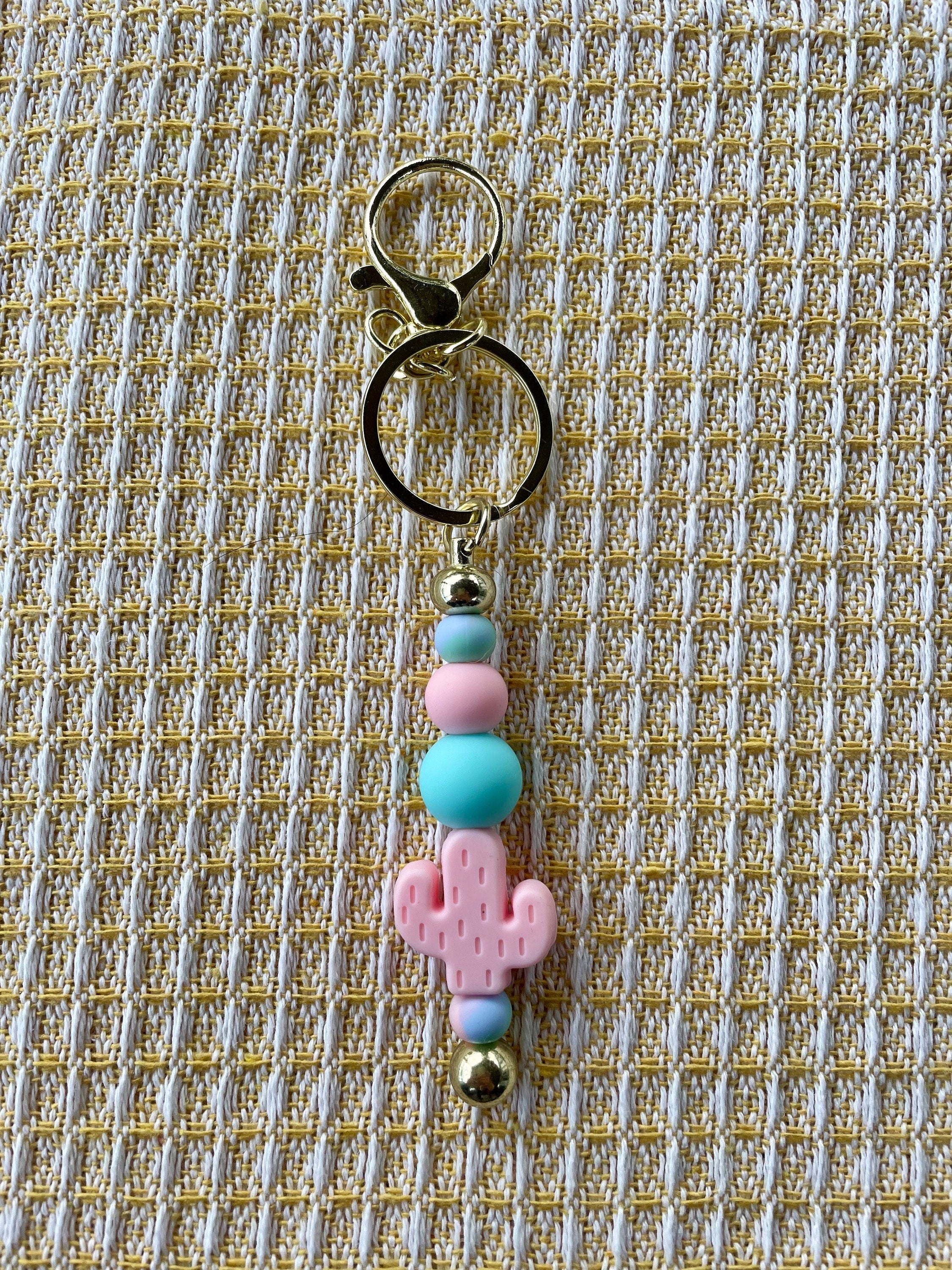 Cotton Candy Cactus Charm Keychain