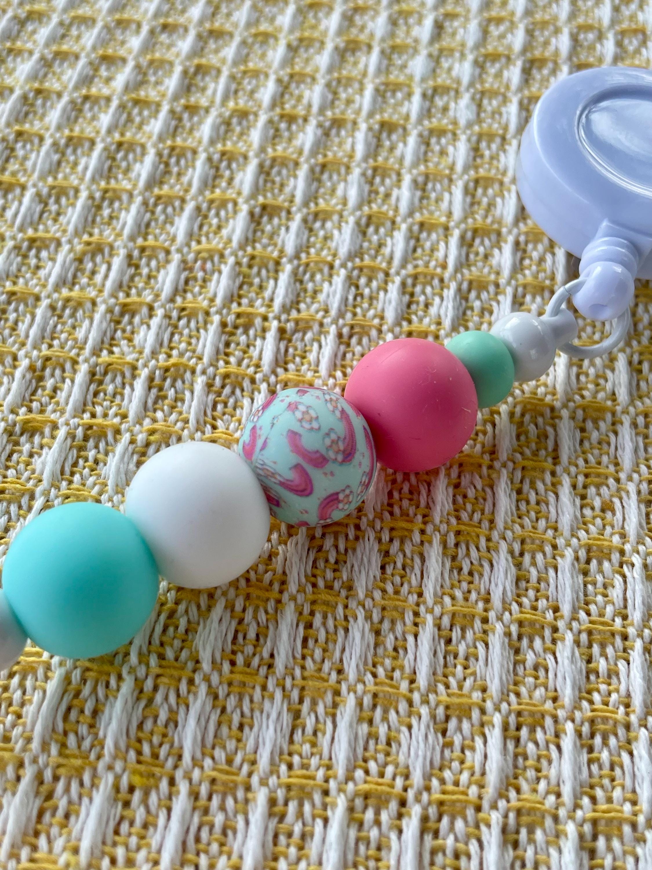 Rainbow Cotton Candy Beaded Badge Reel