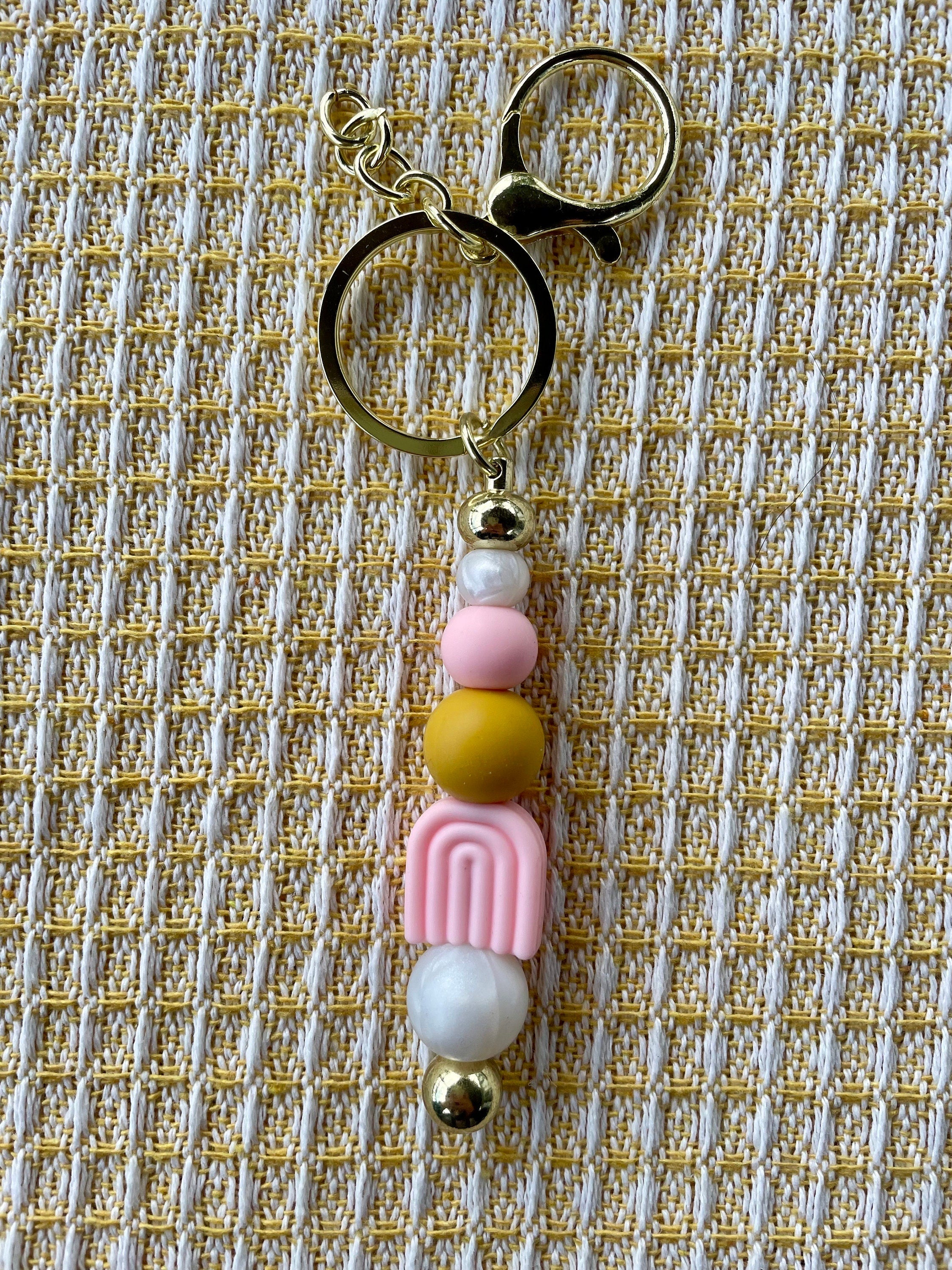Pink Rainbow Charm Keychain