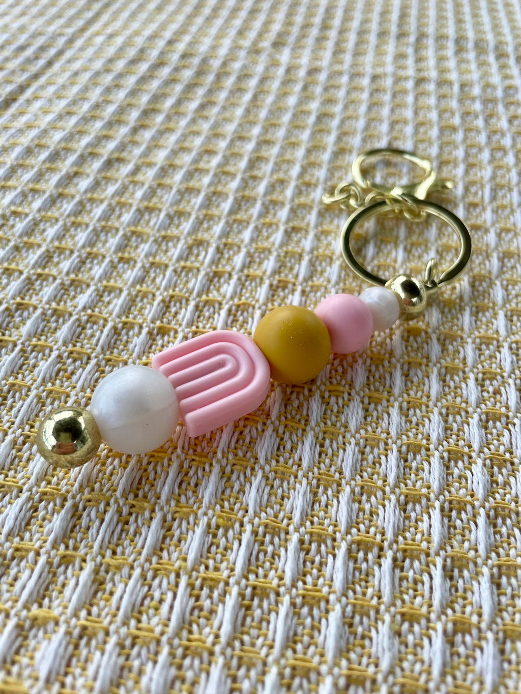 Pink Rainbow Charm Keychain