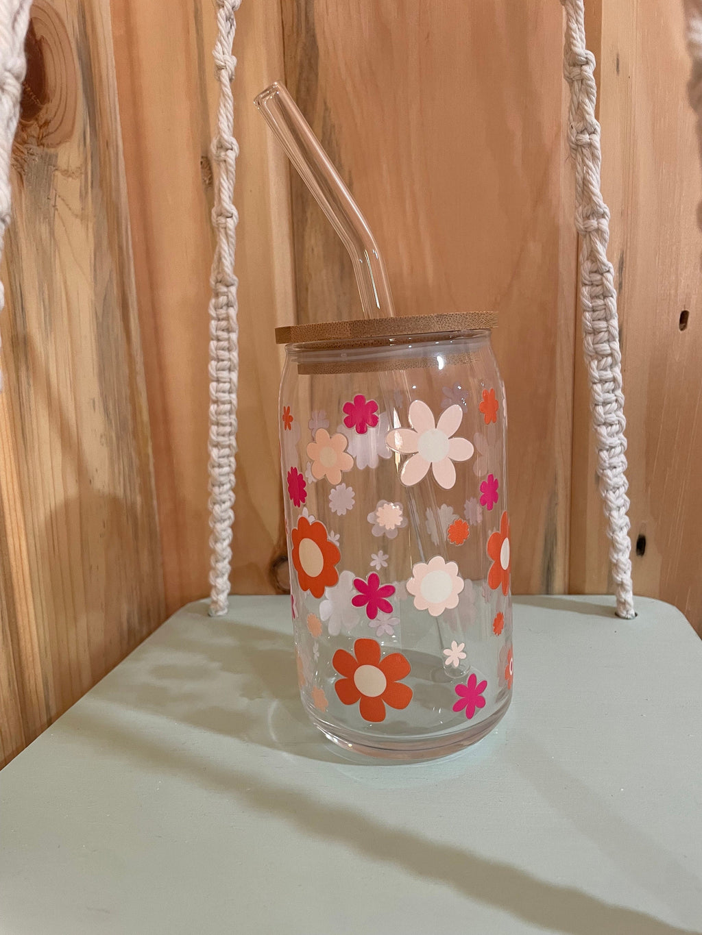 Assorted Retro Floral 16 oz Beer Can Glass