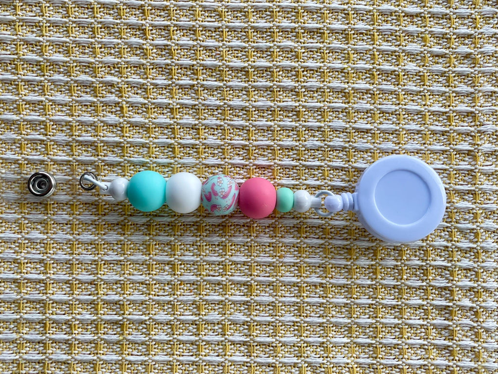 Rainbow Cotton Candy Beaded Badge Reel