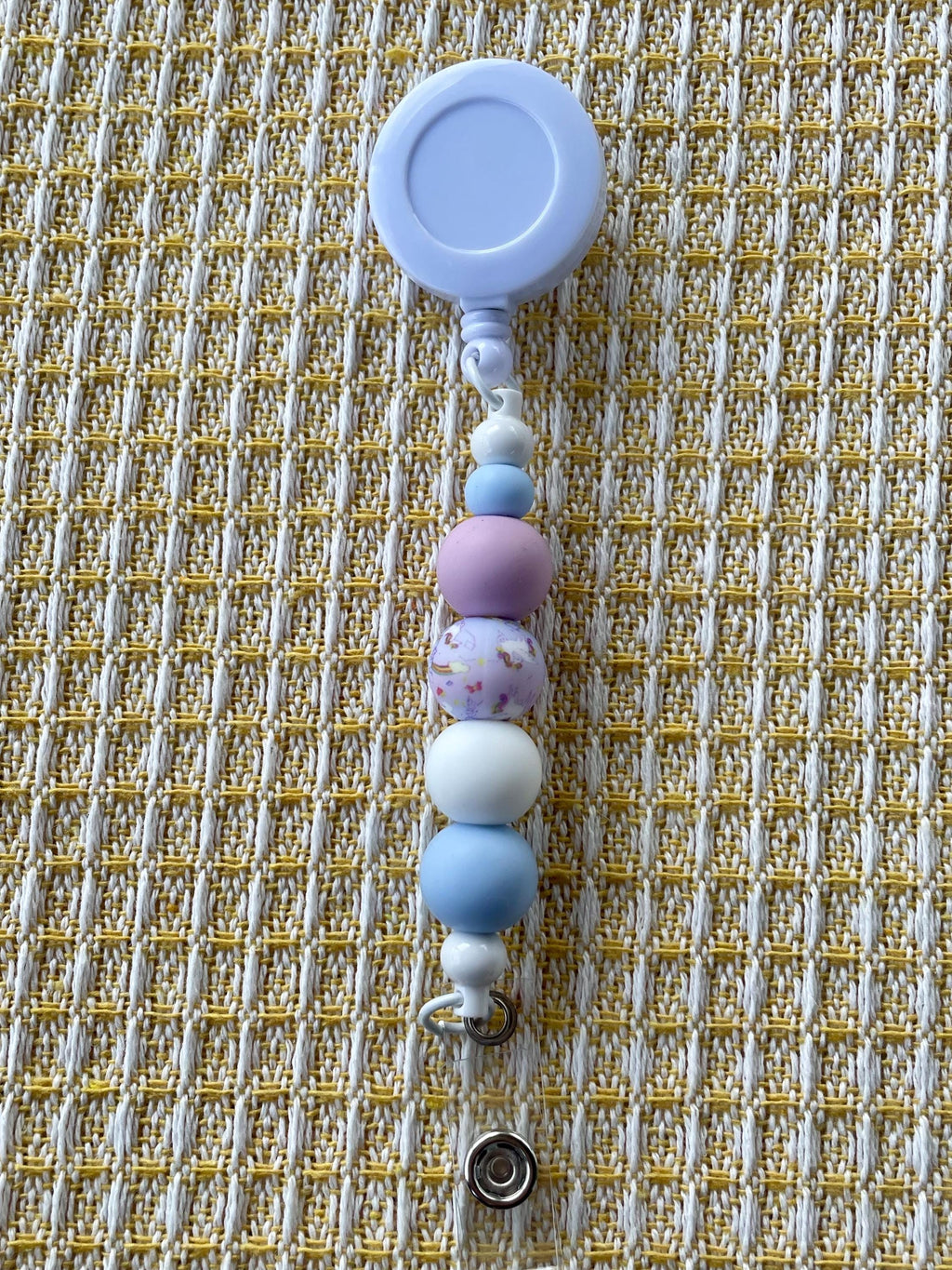 Unicorn Purple Beaded Badge Reel