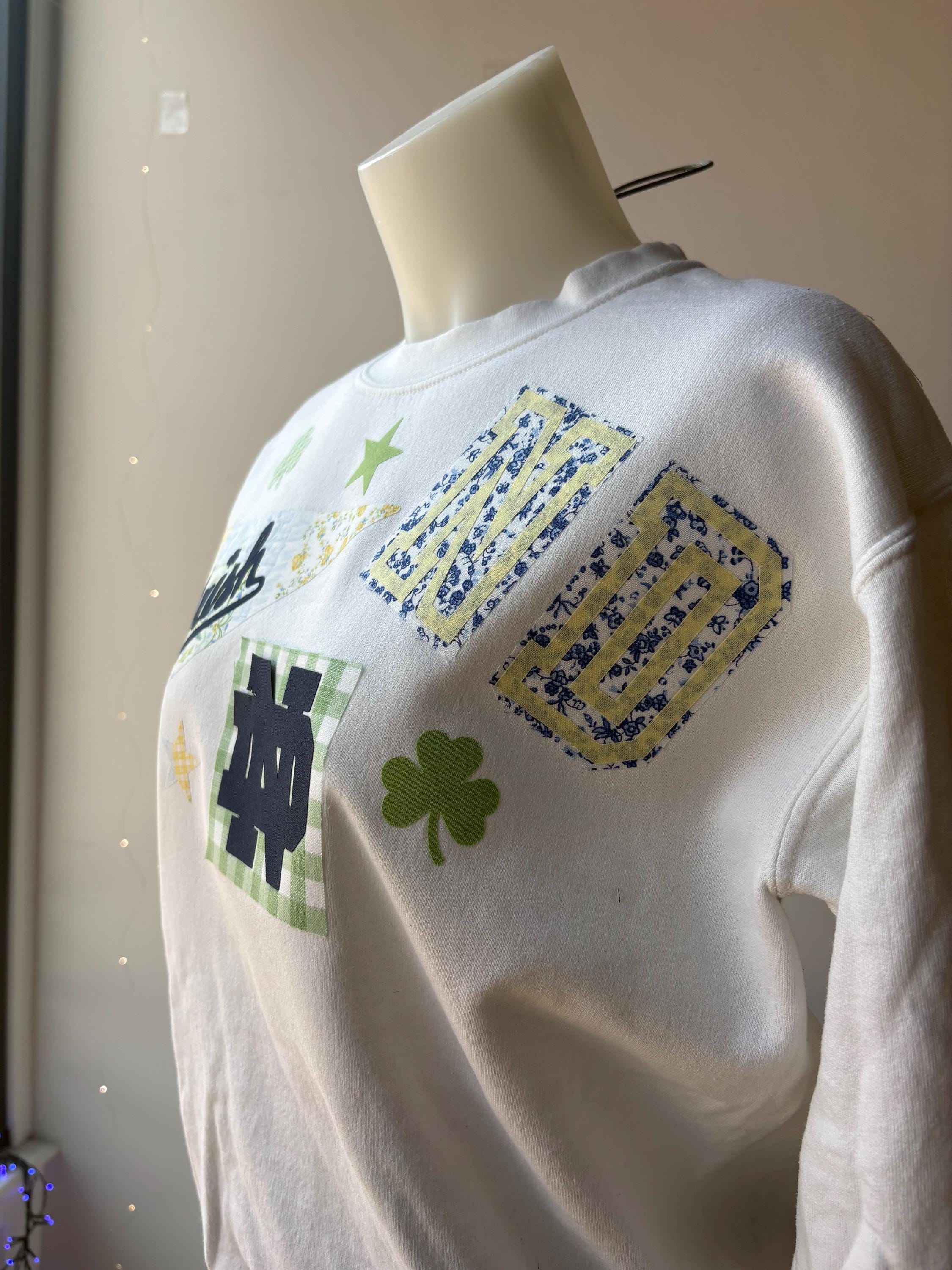 Handmade Notre Dame Patchwork Crewneck Sweatshirt