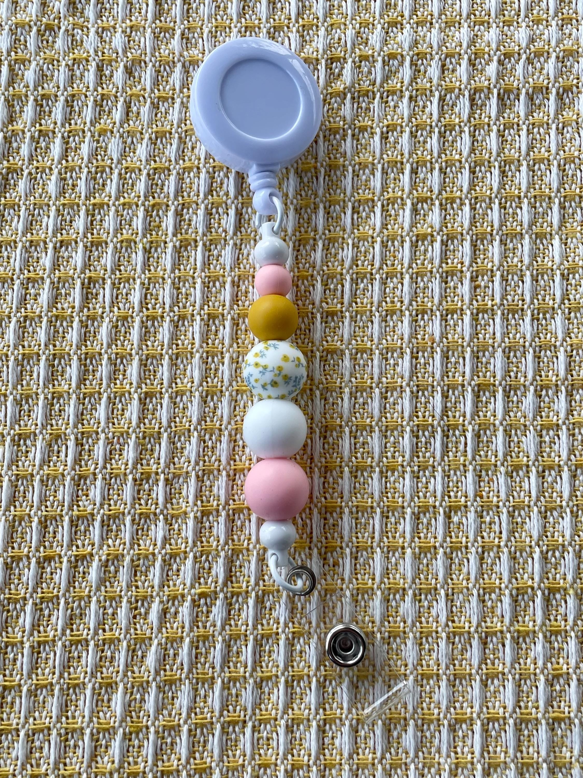 Floral Boho Cottage Core Beaded Badge Reel