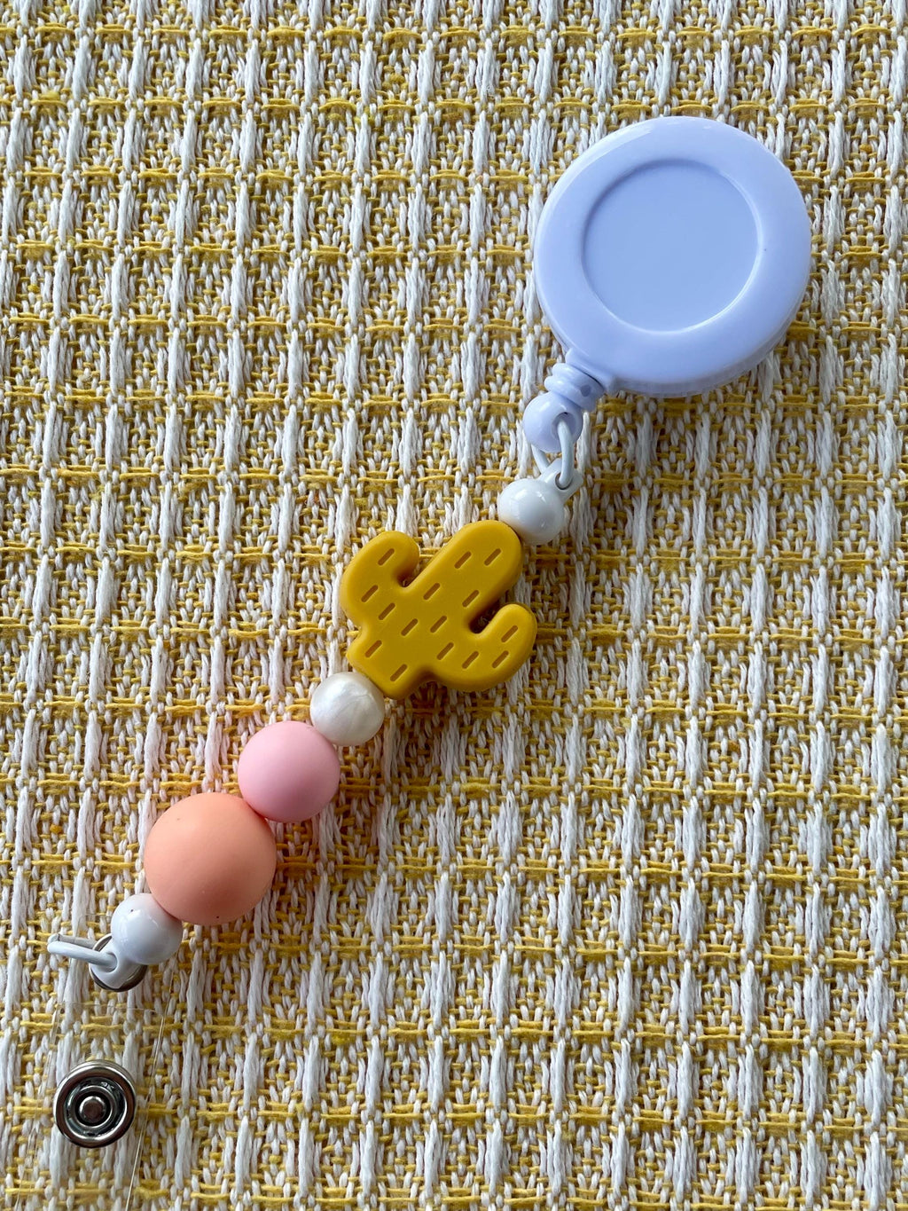 Boho Sunset Cactus Charm Beaded Badge Reel