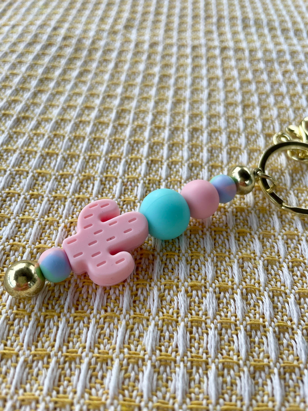 Cotton Candy Cactus Charm Keychain