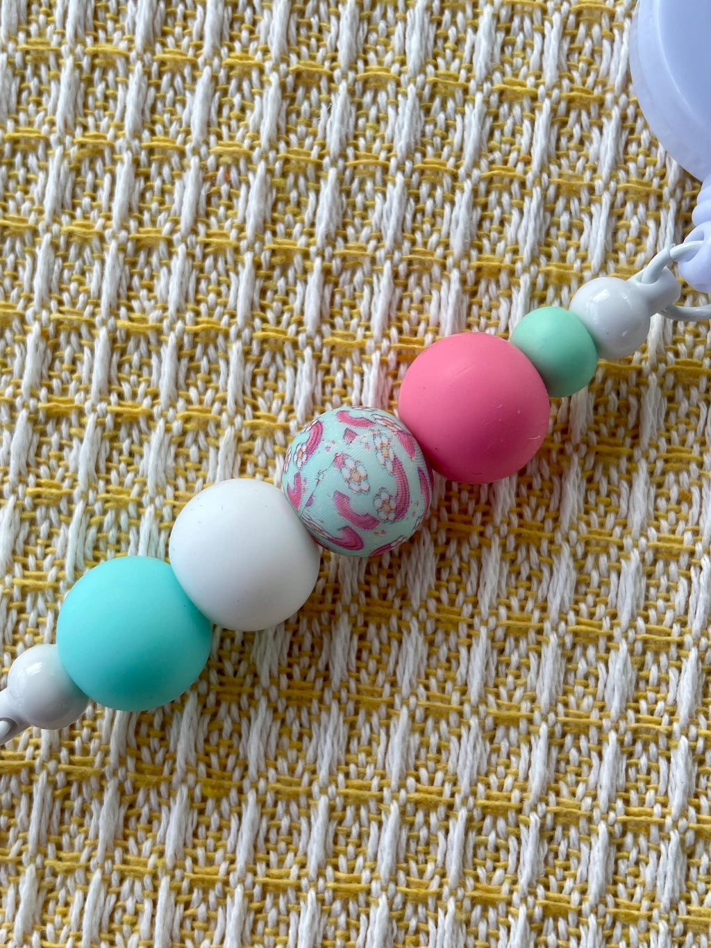 Rainbow Cotton Candy Beaded Badge Reel