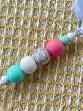 Rainbow Cotton Candy Beaded Badge Reel