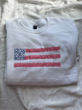 American Flag Fabric Crewneck White