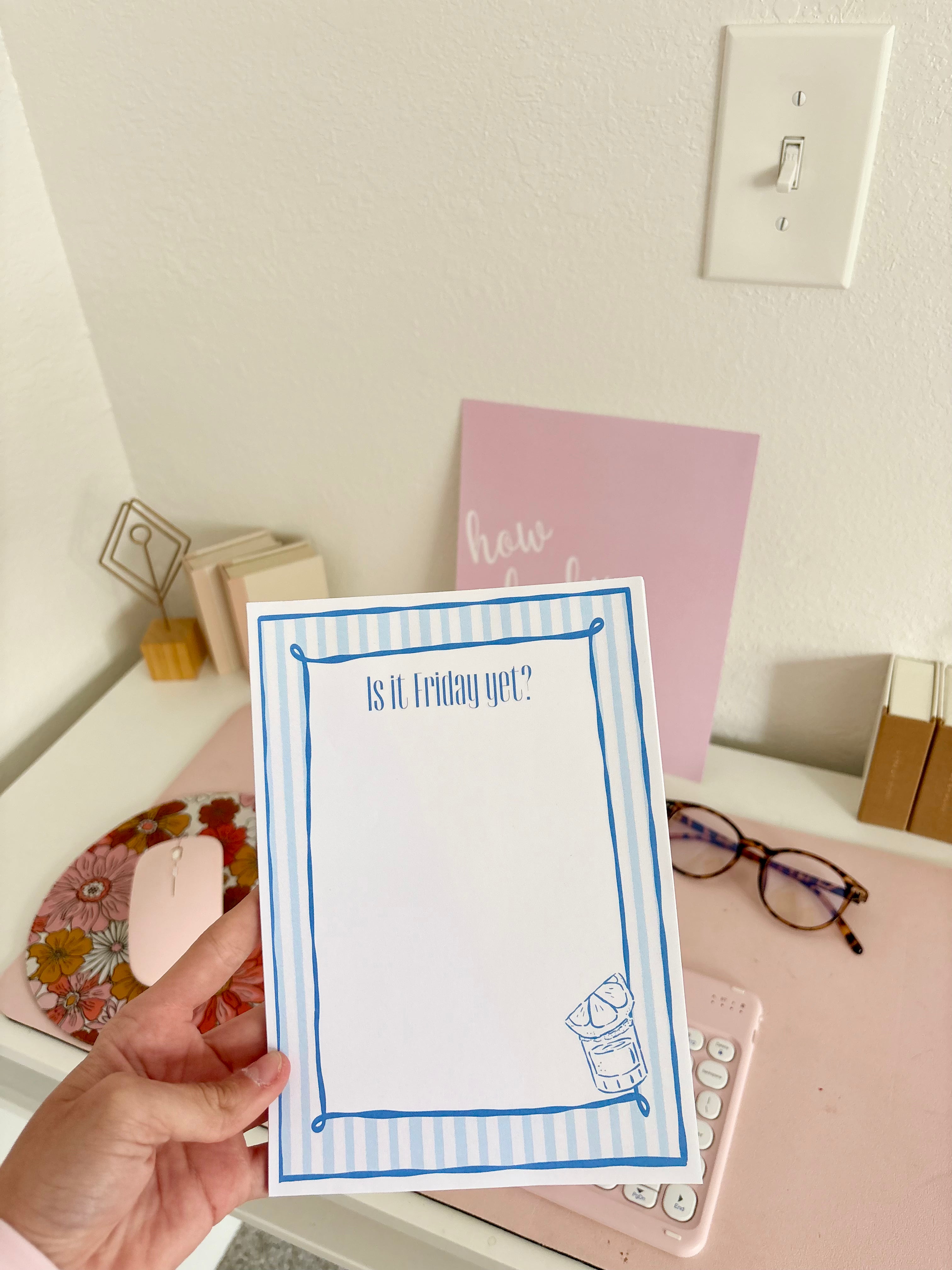 Is it Friday? Striped Blue Notepad