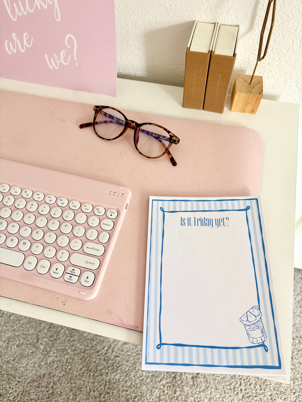 Is it Friday? Striped Blue Notepad