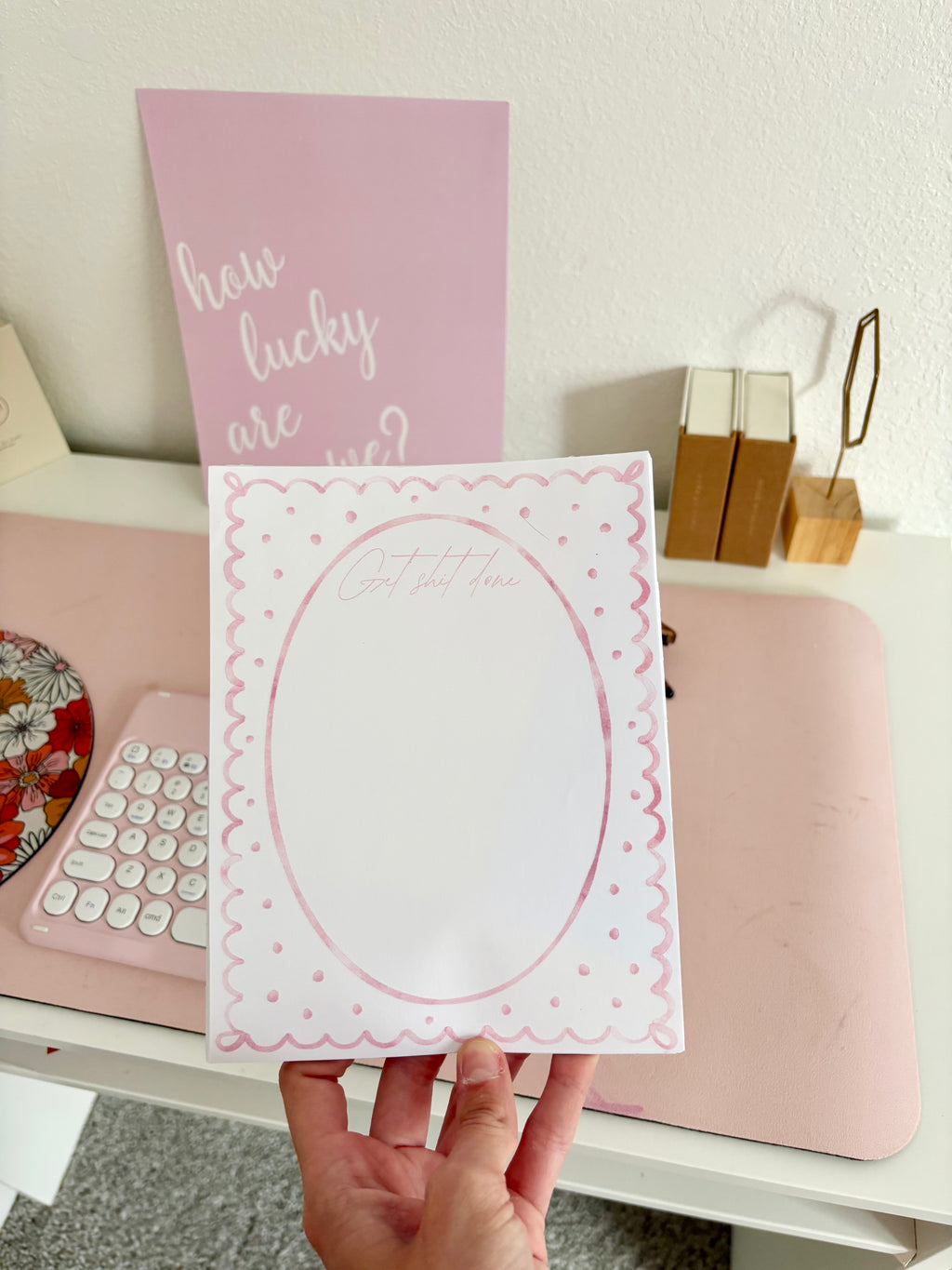 Get Shit Done Pink Polka Dot Notepad
