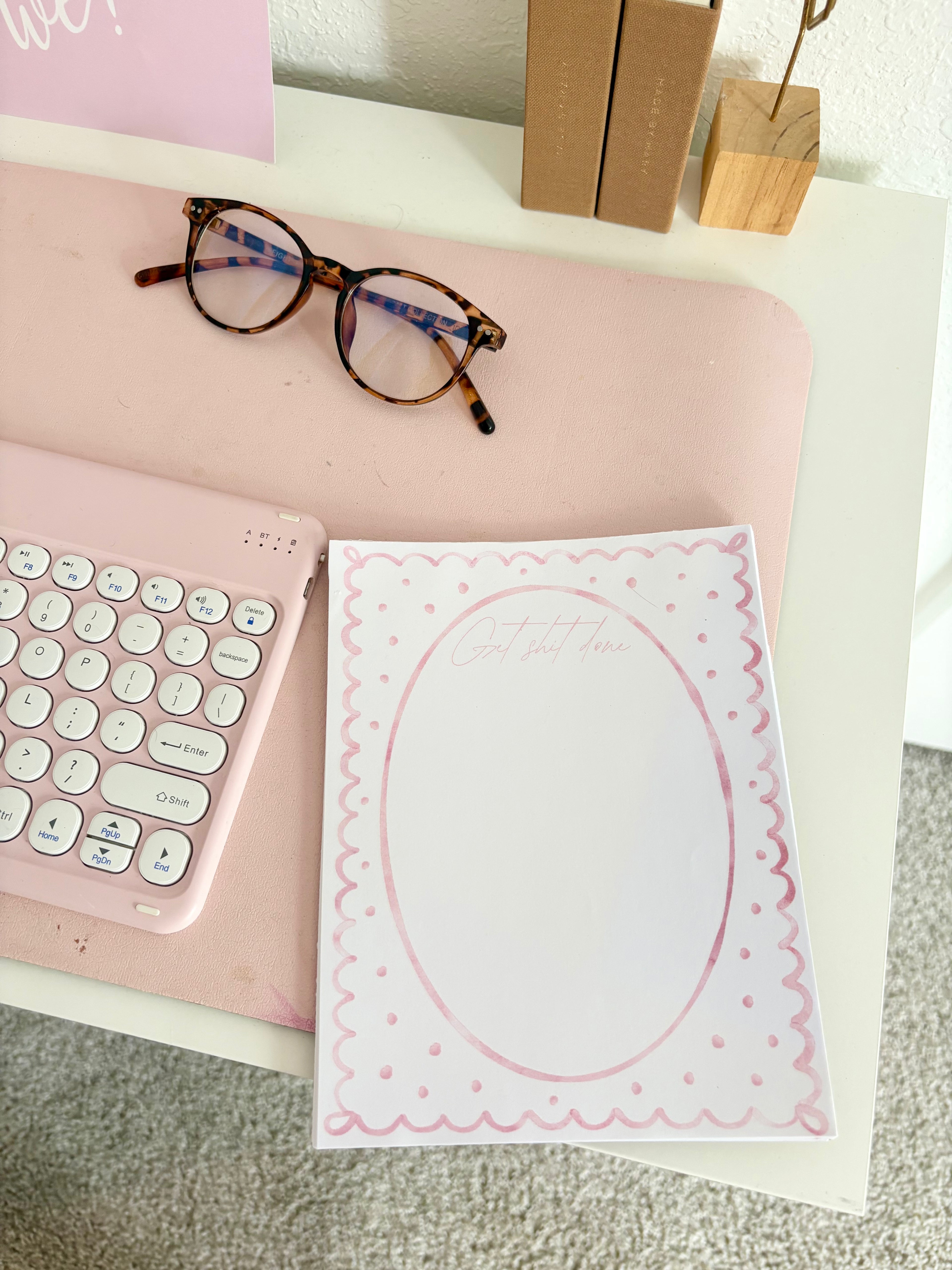 Get Shit Done Pink Polka Dot Notepad