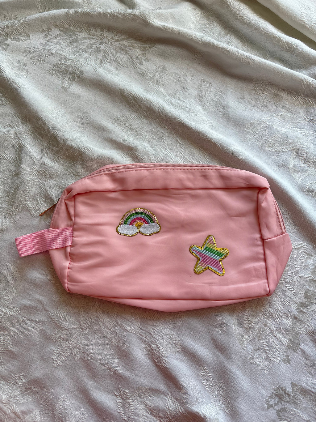 Light Pink Rainbow Patch Makeup Bag